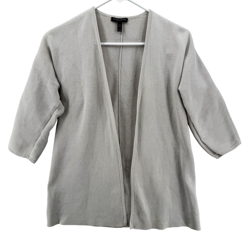 Eileen Fisher Cardigan Womens Petite Small Silk‎ Organic Cotton Belted Sweater